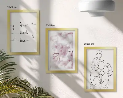 Lot de 3 tableaux fleurs et famille au design minimaliste