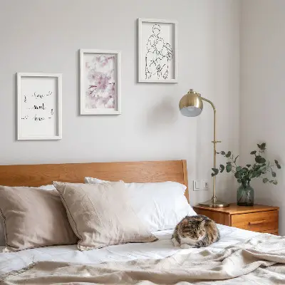 Lot de 3 tableaux fleurs et famille au design minimaliste