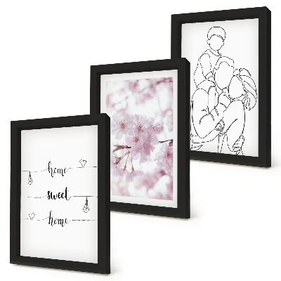Lot de 3 tableaux Fleurs et famille dans un design minimaliste