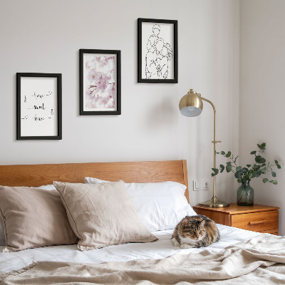 Lot de 3 tableaux Fleurs et famille dans un design minimaliste