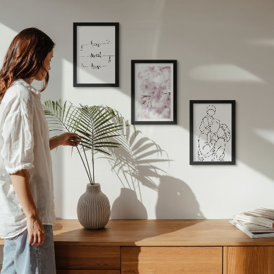 Lot de 3 tableaux Fleurs et famille dans un design minimaliste