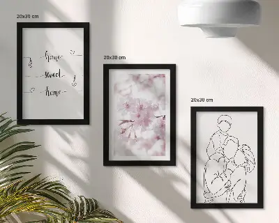 Lot de 3 tableaux fleurs et famille au design minimaliste