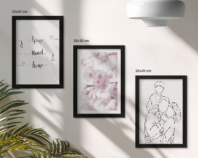 Lot de 3 tableaux Fleurs et famille dans un design minimaliste