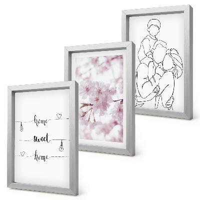 Lot de 3 tableaux Fleurs et famille dans un design minimaliste