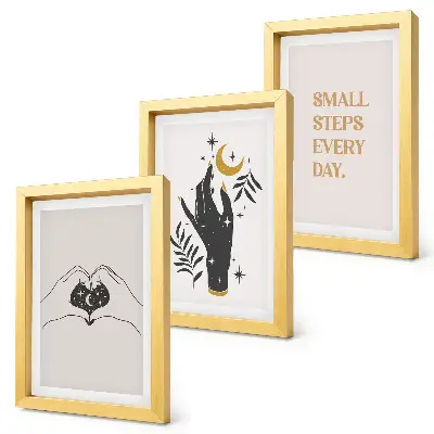 Mur de cadres avec illustrations minimalistes au style bohème