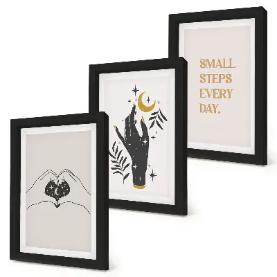 Mur de cadres avec illustrations minimalistes au style bohème