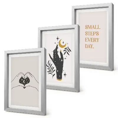 Mur de cadres avec illustrations minimalistes au style bohème
