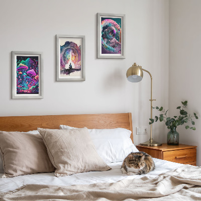 Mur de cadres Illustrations colorées dans un style d'art fantastique