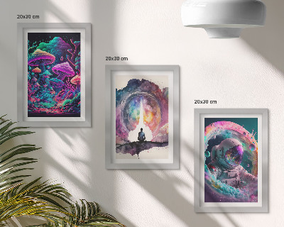 Mur de cadres Illustrations colorées dans un style d'art fantastique