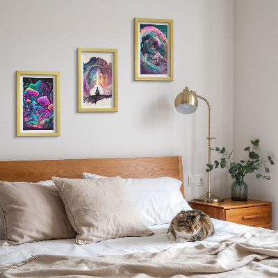 Mur de cadres Illustrations colorées dans un style d'art fantastique