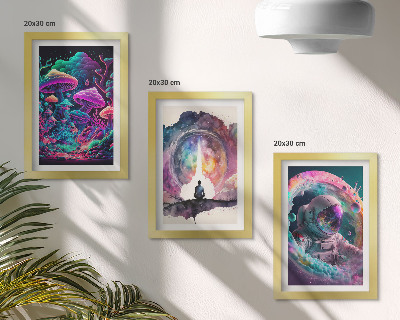 Mur de cadres Illustrations colorées dans un style d'art fantastique