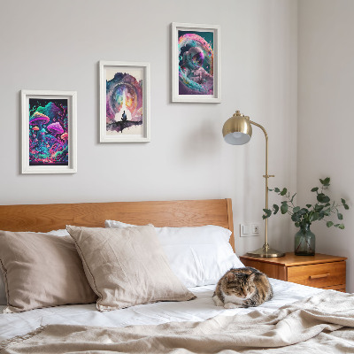 Mur de cadres Illustrations colorées dans un style d'art fantastique