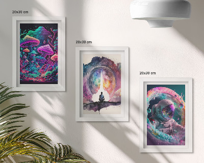 Mur de cadres Illustrations colorées dans un style d'art fantastique