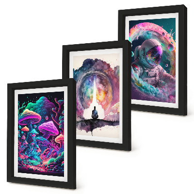 Mur de cadres Illustrations colorées dans un style d'art fantastique