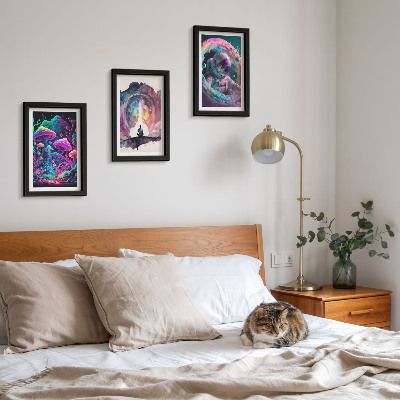 Mur de cadres Illustrations colorées dans un style d'art fantastique