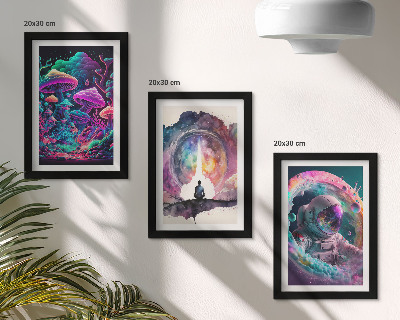 Mur de cadres Illustrations colorées dans un style d'art fantastique