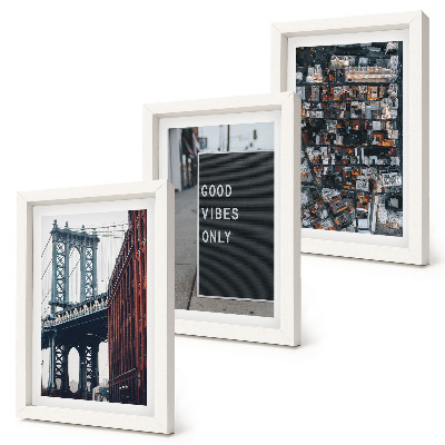 Ensemble de 3 tableaux Pont en ville avec panneaux de signalisation, vue aérienne