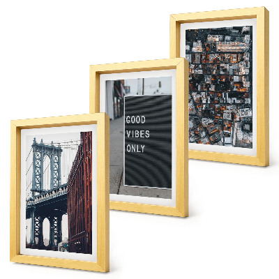 Ensemble de 3 tableaux Pont en ville avec panneaux de signalisation, vue aérienne