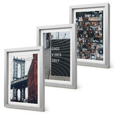 Ensemble de 3 tableaux Pont en ville avec panneaux de signalisation, vue aérienne