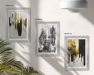 Mur de cadres Contraste entre abstractions, portraits et architecture
