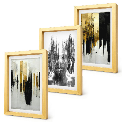 Mur de cadres Contraste entre abstractions, portraits et architecture