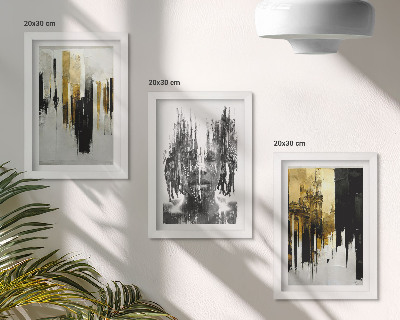 Mur de cadres Contraste entre abstractions, portraits et architecture