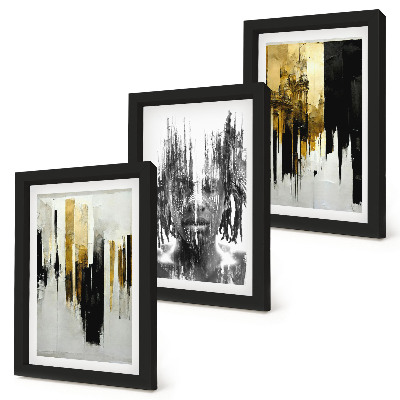 Mur de cadres Contraste entre abstractions, portraits et architecture