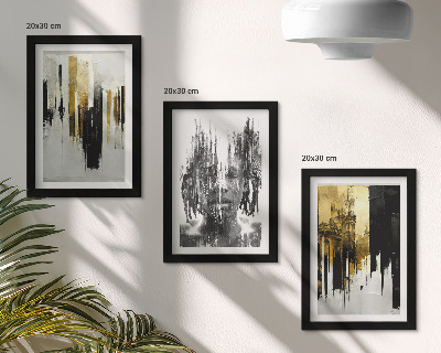 Mur de cadres Contraste entre abstractions, portraits et architecture