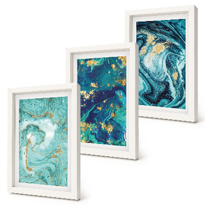 Mur de cadres Abstraction turquoise de peinture renversée