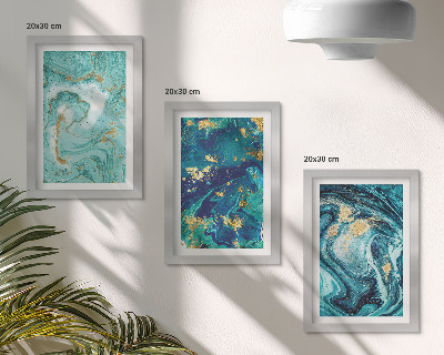 Mur de cadres Abstraction turquoise de peinture renversée