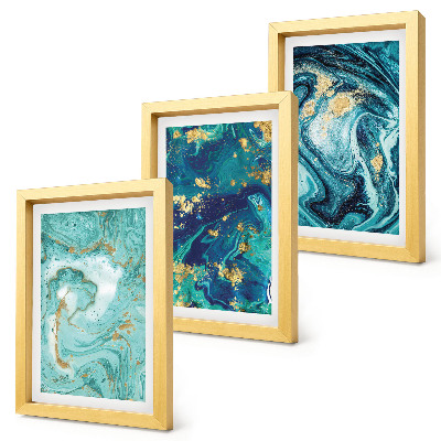 Mur de cadres Abstraction turquoise de peinture renversée