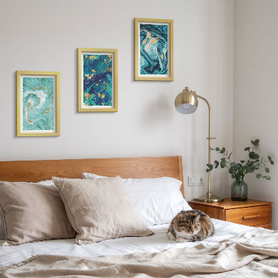 Mur de cadres Abstraction turquoise de peinture renversée