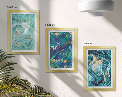 Mur de cadres Abstraction turquoise de peinture renversée