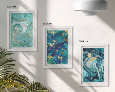 Mur de cadres Abstraction turquoise de peinture renversée