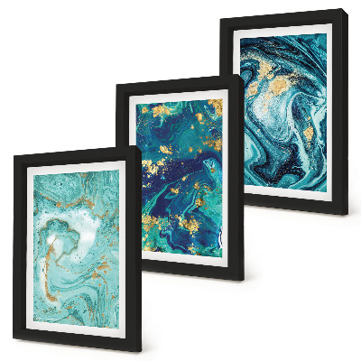 Mur de cadres Abstraction turquoise de peinture renversée