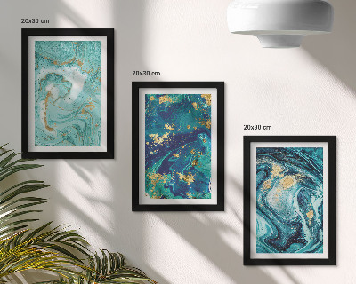 Mur de cadres Abstraction turquoise de peinture renversée
