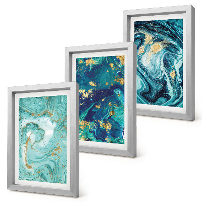Mur de cadres Abstraction turquoise de peinture renversée