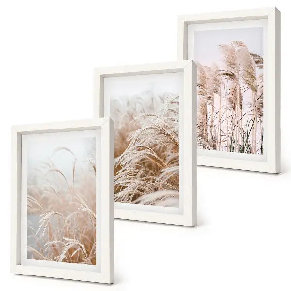 Lot de 3 tableaux à motif de champs d'herbe dans des nuances de brun et beige