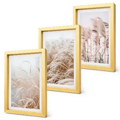 Lot de 3 tableaux à motif de champs d'herbe dans des nuances de brun et beige