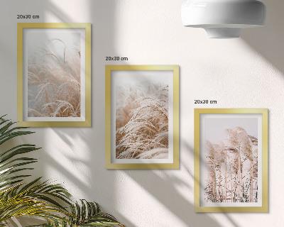 Lot de 3 tableaux Des champs d'herbe aux délicates nuances de brun et de beige