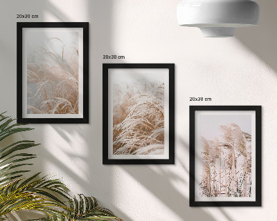 Lot de 3 tableaux Des champs d'herbe aux délicates nuances de brun et de beige