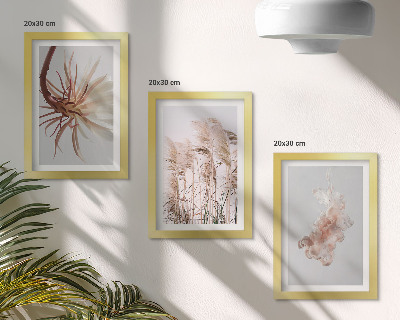 Ensemble de 3 tableaux Fleurs et herbes sur fond clair dans un ensemble harmonieux