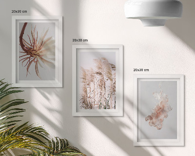 Ensemble de 3 tableaux Fleurs et herbes sur fond clair dans un ensemble harmonieux