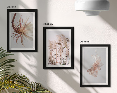 Ensemble de 3 tableaux Fleurs et herbes sur fond clair dans un ensemble harmonieux