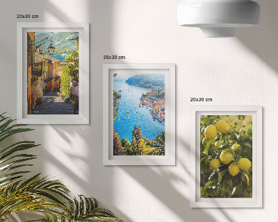 Ensemble de 3 tableaux Rues pittoresques en bord de mer avec vue sur la mer et les citronniers