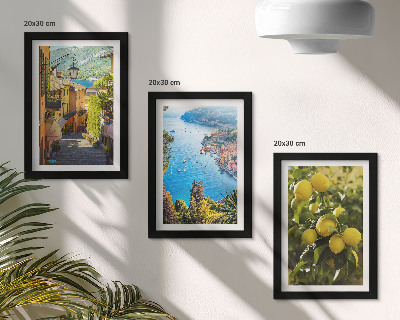 Ensemble de 3 tableaux Rues pittoresques en bord de mer avec vue sur la mer et les citronniers