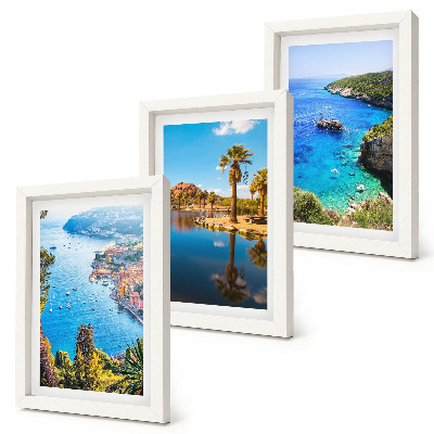 Mur de cadres Vue sur la mer avec des palmiers et de l'eau bleue