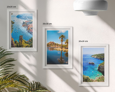 Mur de cadres Vue sur la mer avec des palmiers et de l'eau bleue