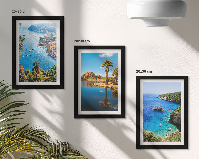 Mur de cadres Vue sur la mer avec des palmiers et de l'eau bleue