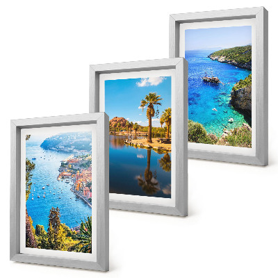 Mur de cadres Vue sur la mer avec des palmiers et de l'eau bleue